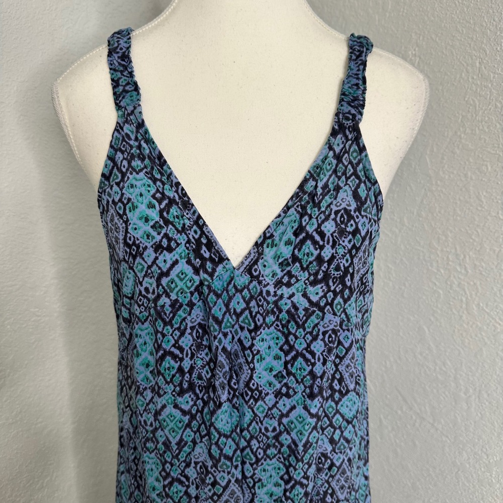 Joie Maxi Dress Silk Blue Teal‎ Paisley Print Spaghetti Strap Tie Back Size S - Picture 2 of 9
